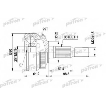 Шарнирный комплект приводного вала PATRON PCV1269