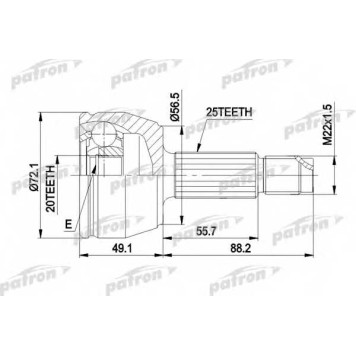 Шарнирный комплект приводного вала PATRON PCV1283