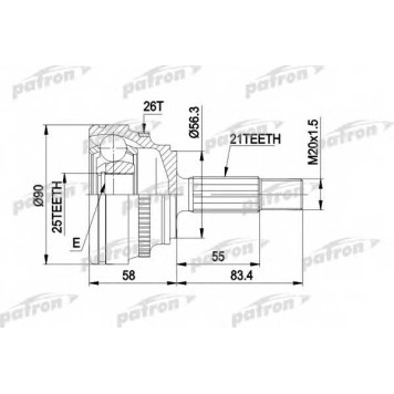 Шарнирный комплект приводного вала PATRON PCV1285