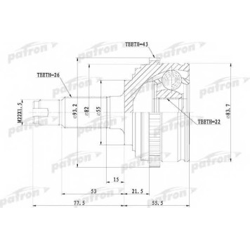 Шарнирный комплект приводного вала PATRON PCV1288