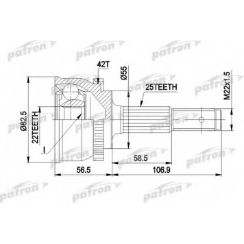 Шарнирный комплект приводного вала PATRON PCV1293