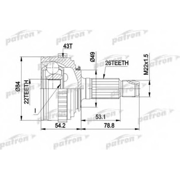 Шарнирный комплект приводного вала PATRON PCV1303