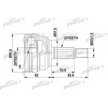 Шарнирный комплект приводного вала PATRON PCV1317