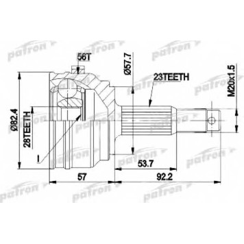 Шарнирный комплект приводного вала PATRON PCV1330