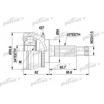 Шарнирный комплект приводного вала PATRON PCV1331