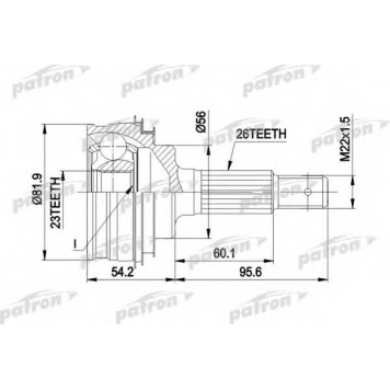 Шарнирный комплект приводного вала PATRON PCV1346