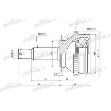 Шарнирный комплект приводного вала PATRON PCV1350