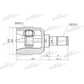 Шарнирный комплект приводного вала PATRON PCV1355