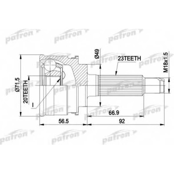 Шарнирный комплект приводного вала PATRON PCV1360