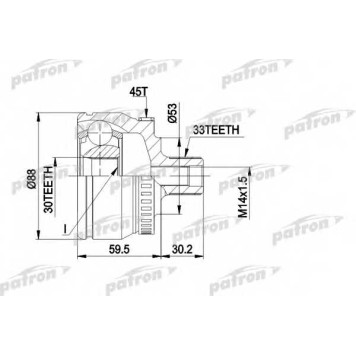Шарнирный комплект приводного вала PATRON PCV1375