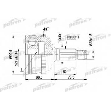 Шарнирный комплект приводного вала PATRON PCV1383