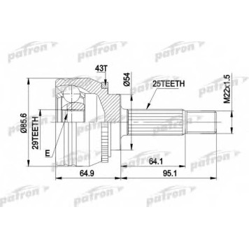 Шарнирный комплект приводного вала PATRON PCV1385