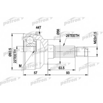 Шарнирный комплект приводного вала PATRON PCV1398
