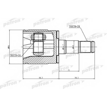 Шарнирный комплект приводного вала PATRON PCV1402