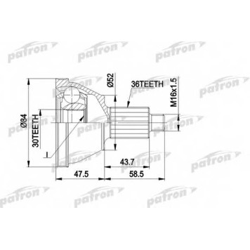 Шарнирный комплект приводного вала PATRON PCV1413