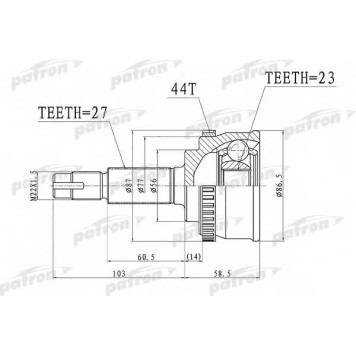 Шарнирный комплект приводного вала PATRON PCV1415