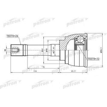 Шарнирный комплект приводного вала PATRON PCV1425
