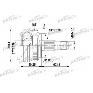 Шарнирный комплект приводного вала PATRON PCV1434