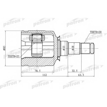 Шарнирный комплект приводного вала PATRON PCV1437