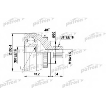 Шарнирный комплект приводного вала PATRON PCV1444