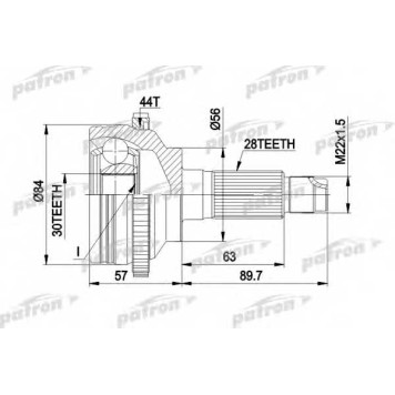 Шарнирный комплект приводного вала PATRON PCV1474