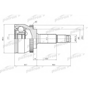Шарнирный комплект приводного вала PATRON PCV1475