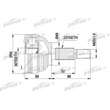 Шарнирный комплект приводного вала PATRON PCV1501