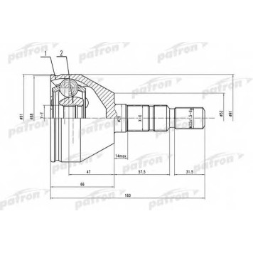 Шарнирный комплект приводного вала PATRON PCV1505