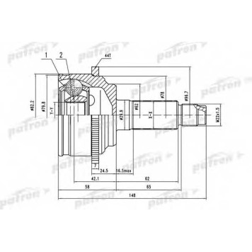Шарнирный комплект приводного вала PATRON PCV1525