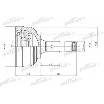 Шарнирный комплект приводного вала PATRON PCV1553