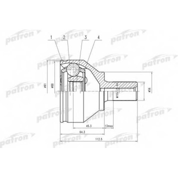 Шарнирный комплект приводного вала PATRON PCV1562