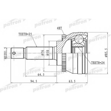 Шарнирный комплект приводного вала PATRON PCV1611