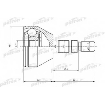Шарнирный комплект приводного вала PATRON PCV1613