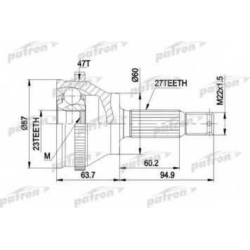 Шарнирный комплект приводного вала PATRON PCV1617AR