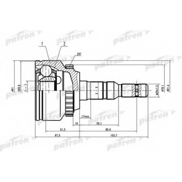 Шарнирный комплект приводного вала PATRON PCV1618