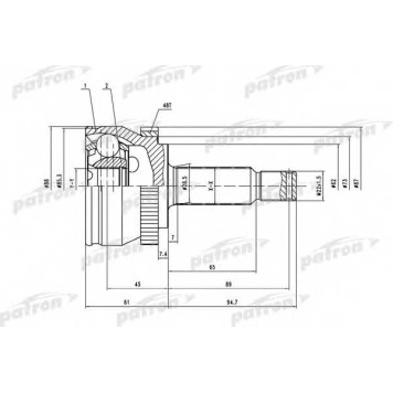 Шарнирный комплект приводного вала PATRON PCV1661