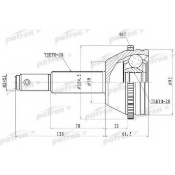 Шарнирный комплект приводного вала PATRON PCV1674