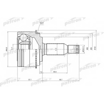 Шарнирный комплект приводного вала PATRON PCV2006