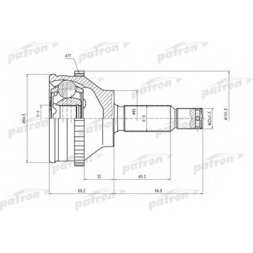 Шарнирный комплект приводного вала PATRON PCV2066