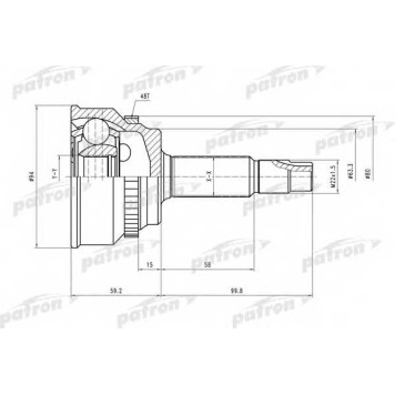 Шарнирный комплект приводного вала PATRON PCV2175