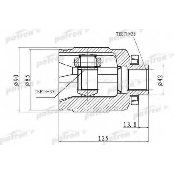 Шарнирный комплект приводного вала PATRON PCV3063