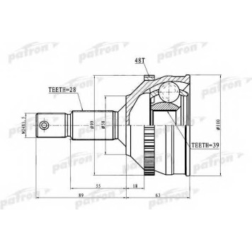 Шарнирный комплект приводного вала PATRON PCV3083