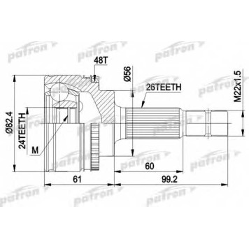 Шарнирный комплект приводного вала PATRON PCV3445