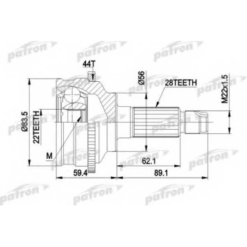 Шарнирный комплект приводного вала PATRON PCV3850