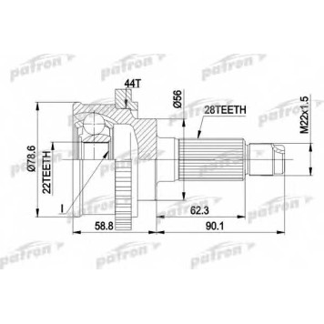 Шарнирный комплект приводного вала PATRON PCV3850A