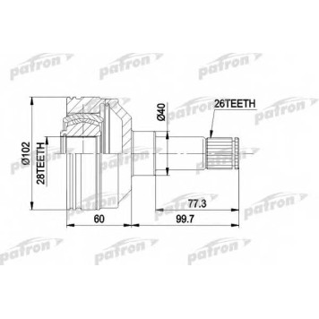 Шарнирный комплект приводного вала PATRON PCV4012