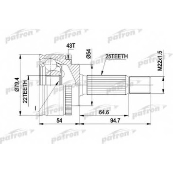 Шарнирный комплект приводного вала PATRON PCV4306
