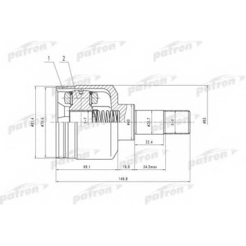 Шарнирный комплект приводного вала PATRON PCV5018