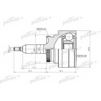 Шарнирный комплект приводного вала PATRON 87-8748 / PCV8748