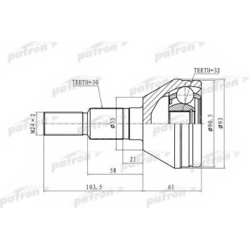 Шарнирный комплект приводного вала PATRON 87-8947 / PCV8947